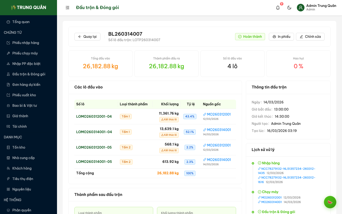 Chi tiết phiếu đấu trộn
