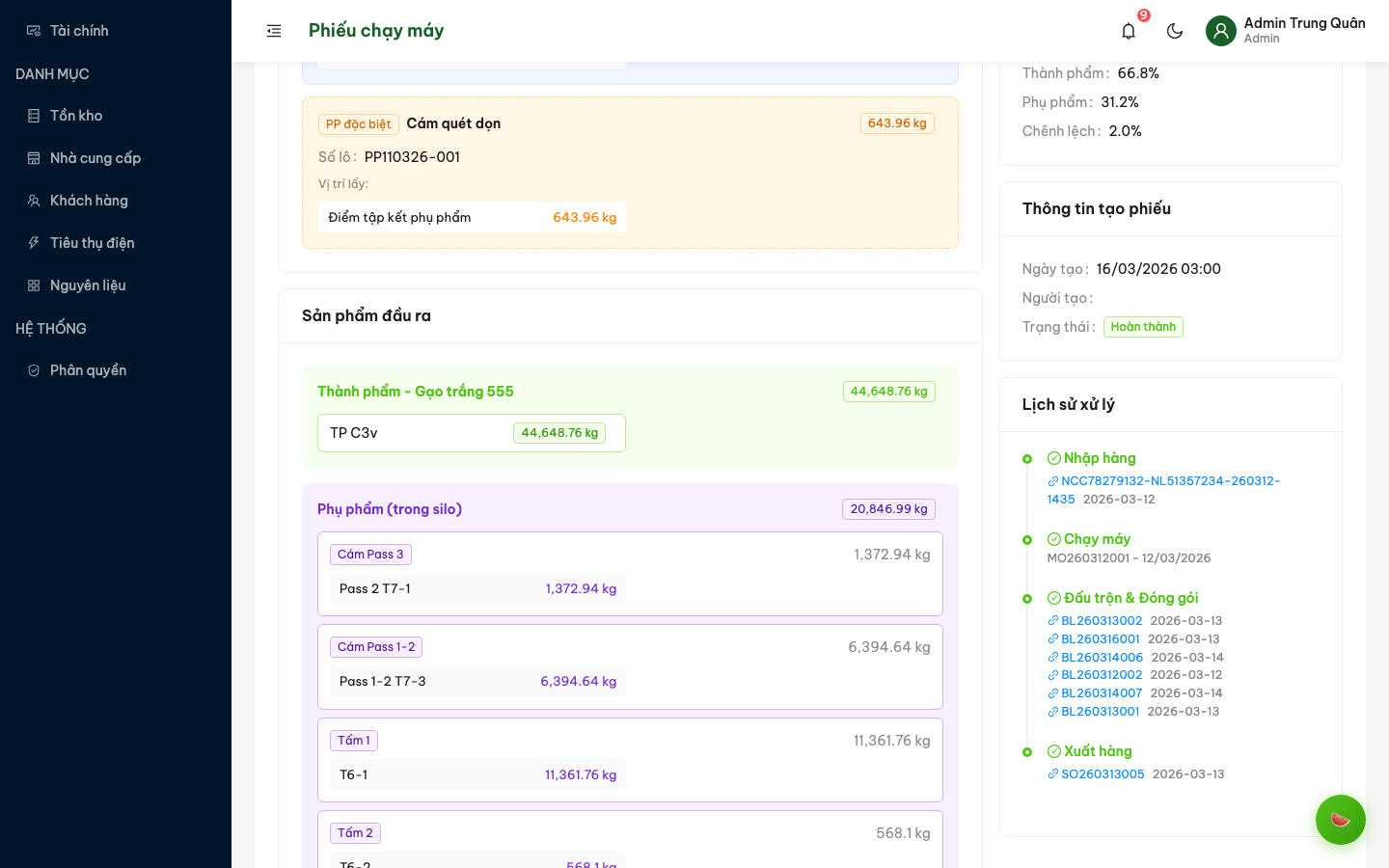 Chi tiết phiếu chạy máy (phần 2)